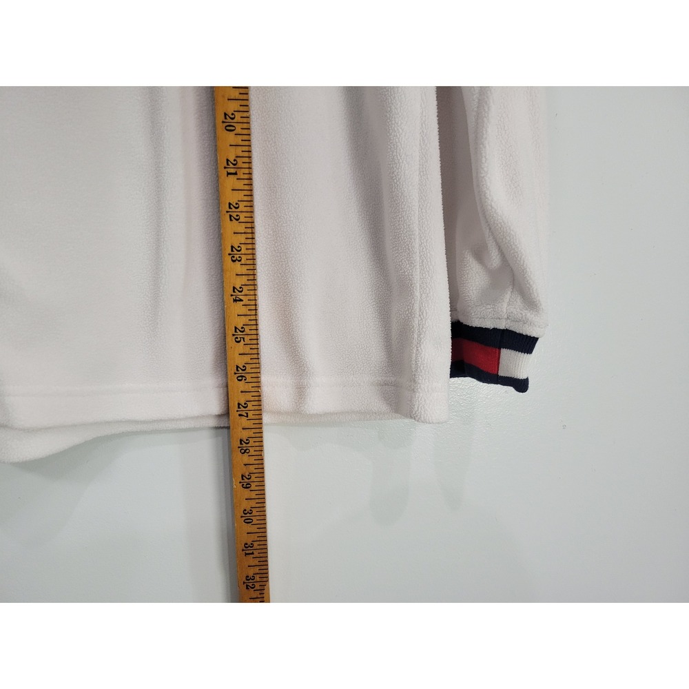 Tommy Hilfiger Vintage White Fleece Quarter Zip Pullover Mock Neck Womens Medium - Picture 6 of 6